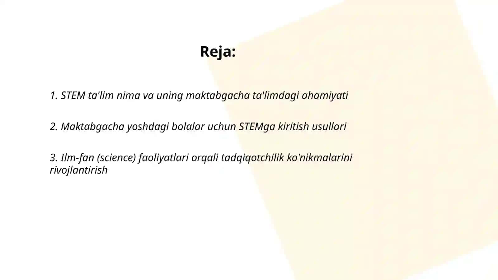Steam maktabgacha ta'lim jarayoniga qo'llash amaliyoti 2