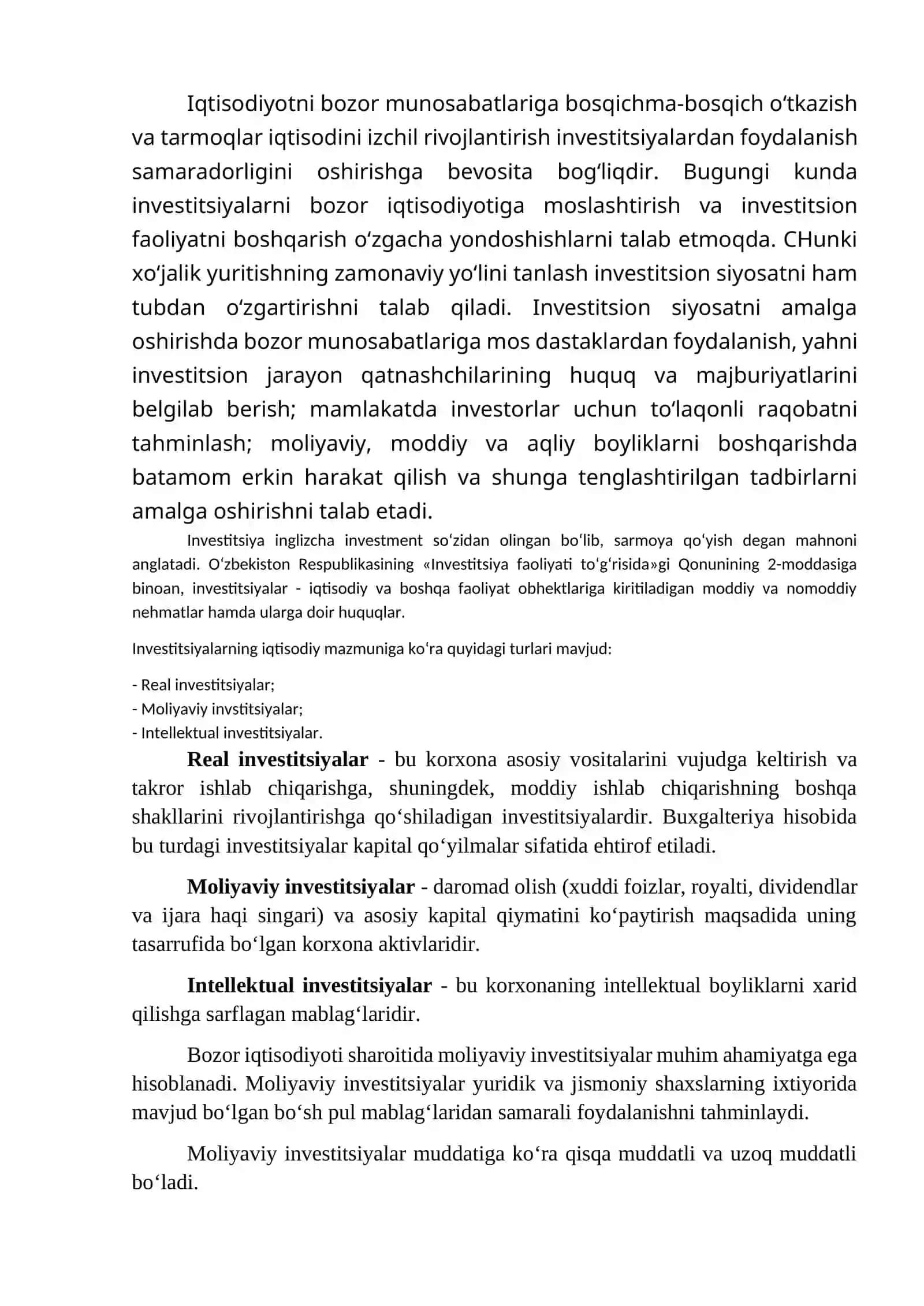 Korxonalarda uzoq muddatli investitsiyalarni roli va hisobning axamiyati 2