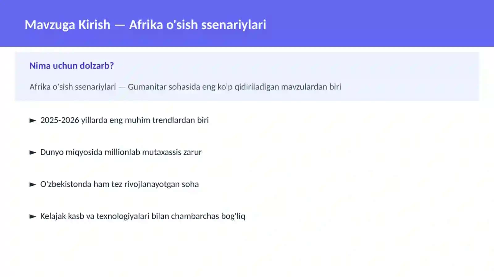 Afrika o'sish ssenariylari 2