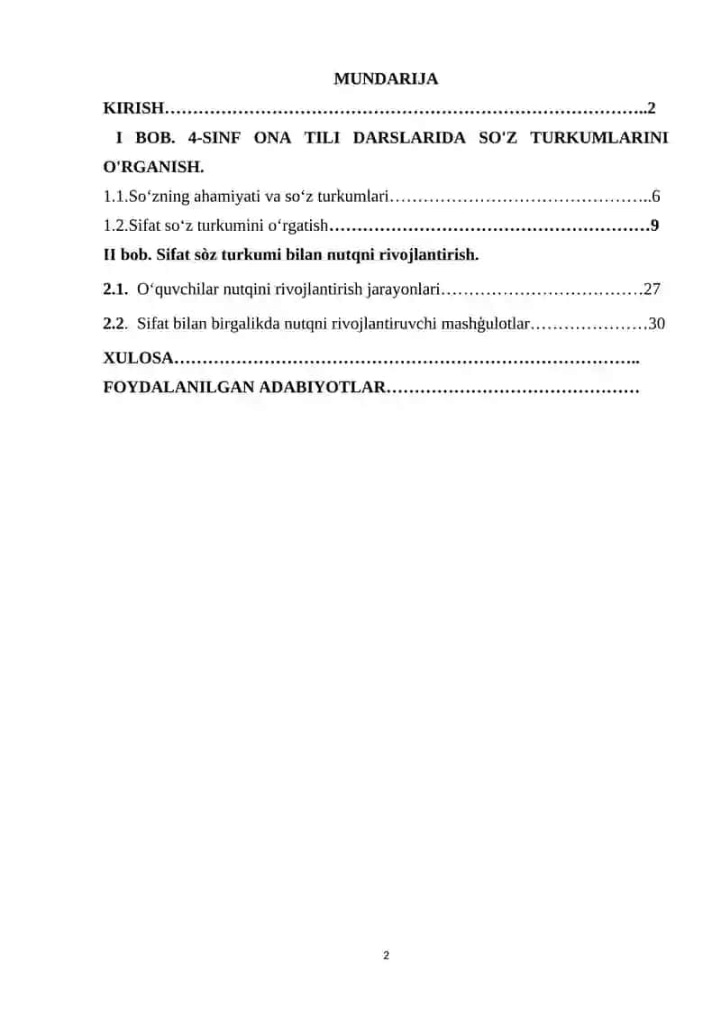4-SINF ONA TILI DARSLARIDA SO'Z TURKUMLARINI O'RGANISH 2
