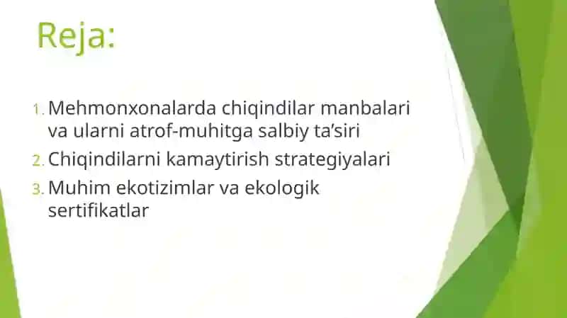 Mehmonxonalar va ekologik amaliyotlar: chiqindilarni boshqarish 2