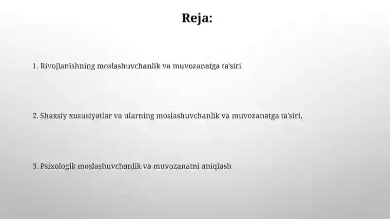 Psixologik moslashuvchanlik va muvozanatni baholash mezonlari 2