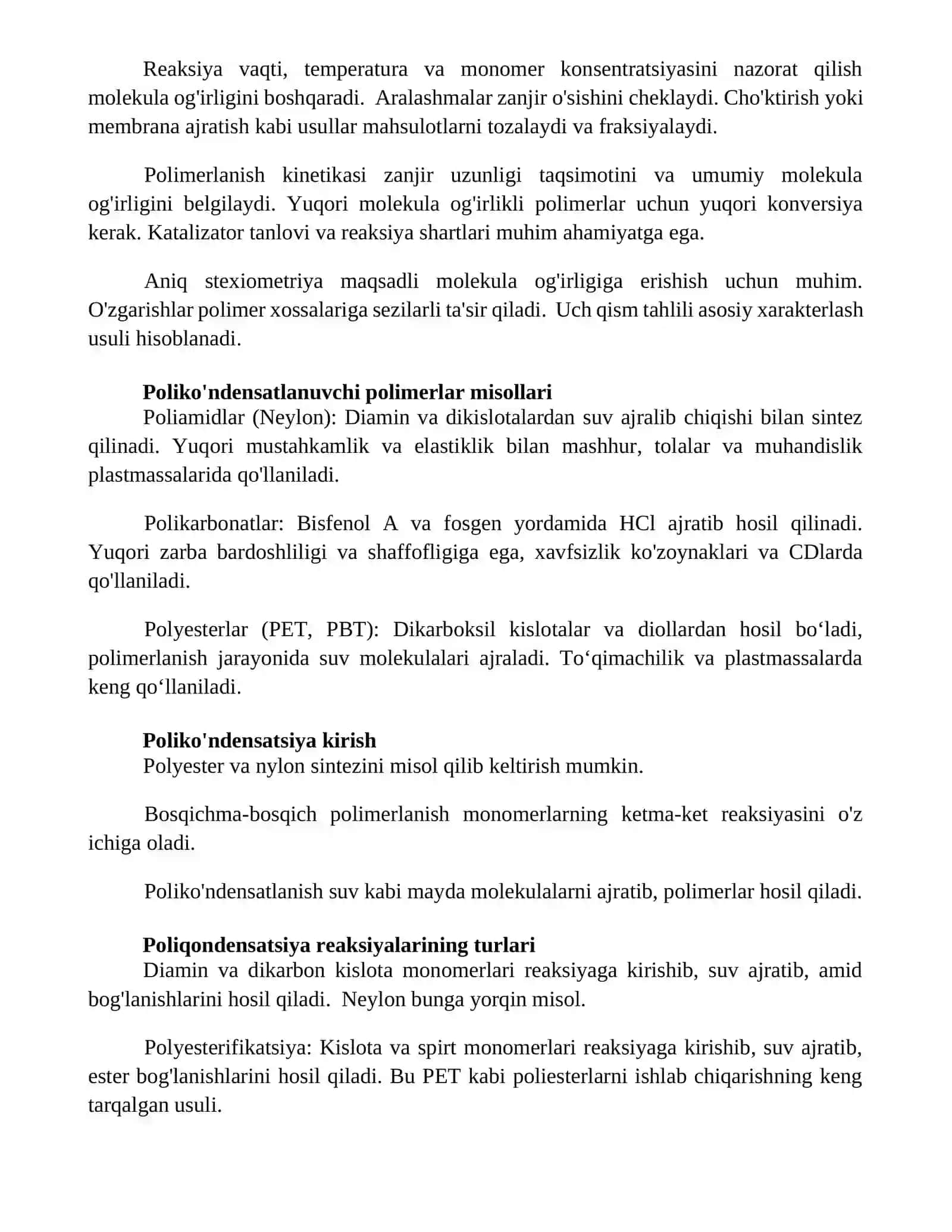 Polikondensatlanish reaksiyalari 2