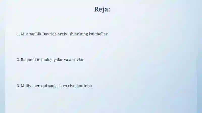 Arxivshunoslik sohasidagi kadrlar tayyorlash 2