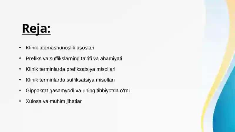 Klinik atamashunoslikda qo'llaniladigan prefiksatsiya va suffiksatsiya. Gippokrat qasamyodi 2