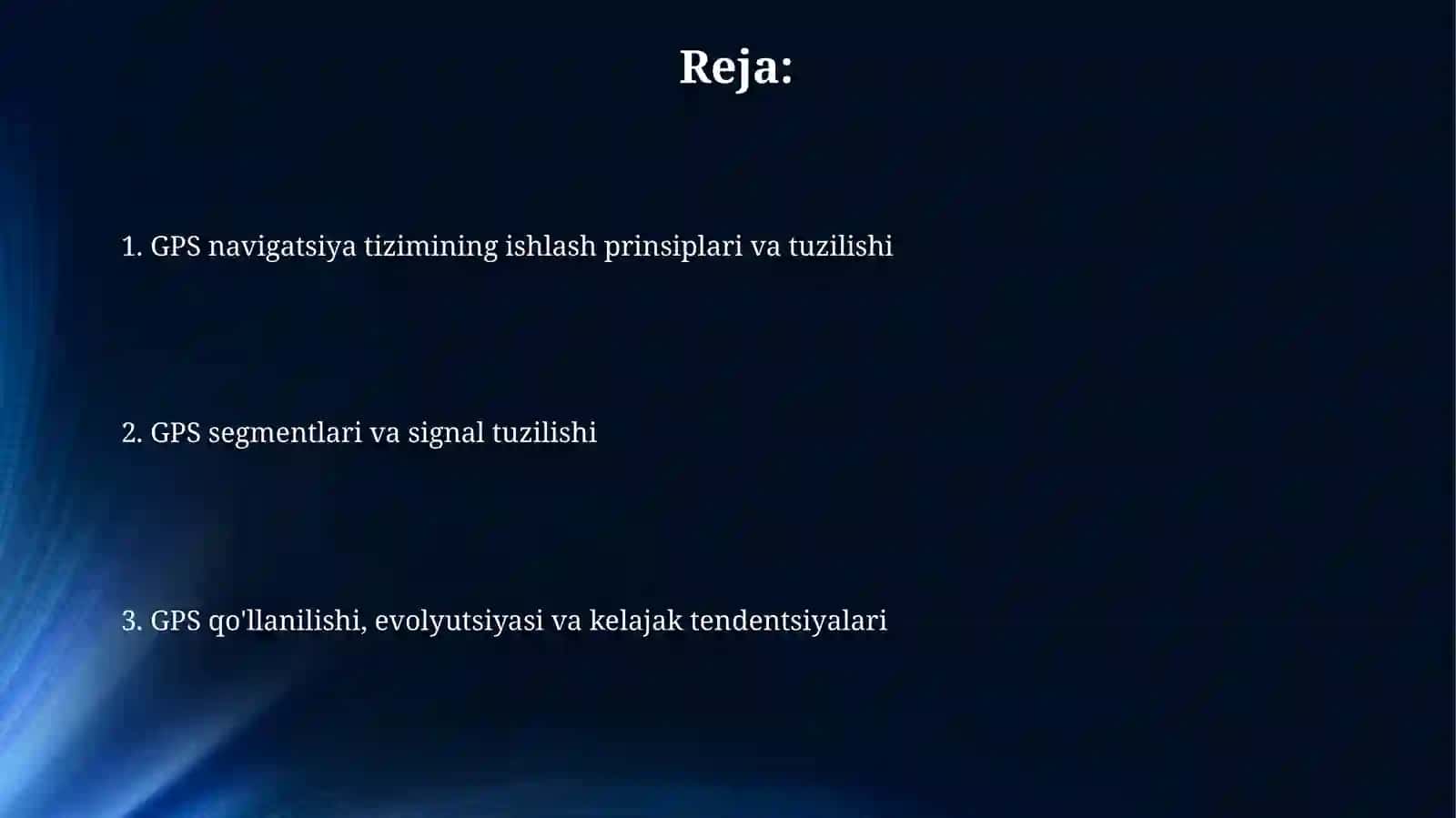 GPS navigatsiya tizimi:ishlash tamoyillari, segment tuzilishi va qo'llanilishsohalari 2