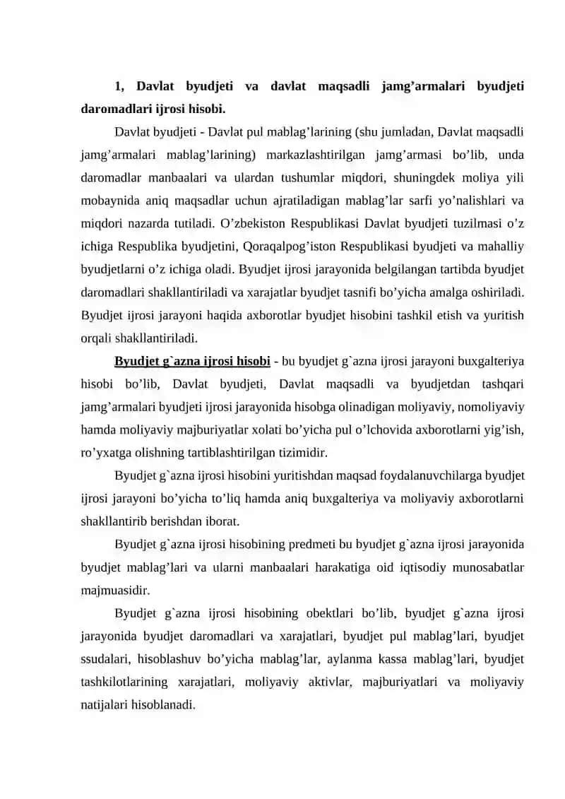 Davlat byudjeti va davlat maqsadli jamg'armalari byudjeti ijrosi hisobining tashkiliy uslubiy jihatlari 2