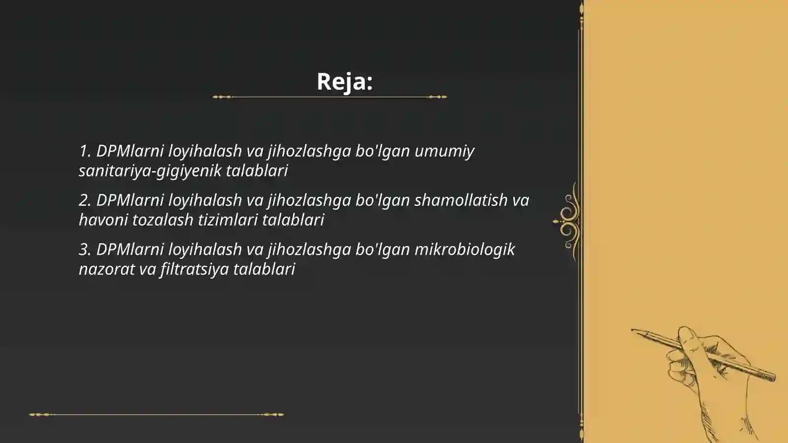 DPM larni loyihalash va jihozlashga bo'lgan gigiyenik talablar 2