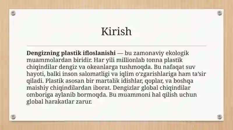 Dengizning plastik ifloslanishi 2