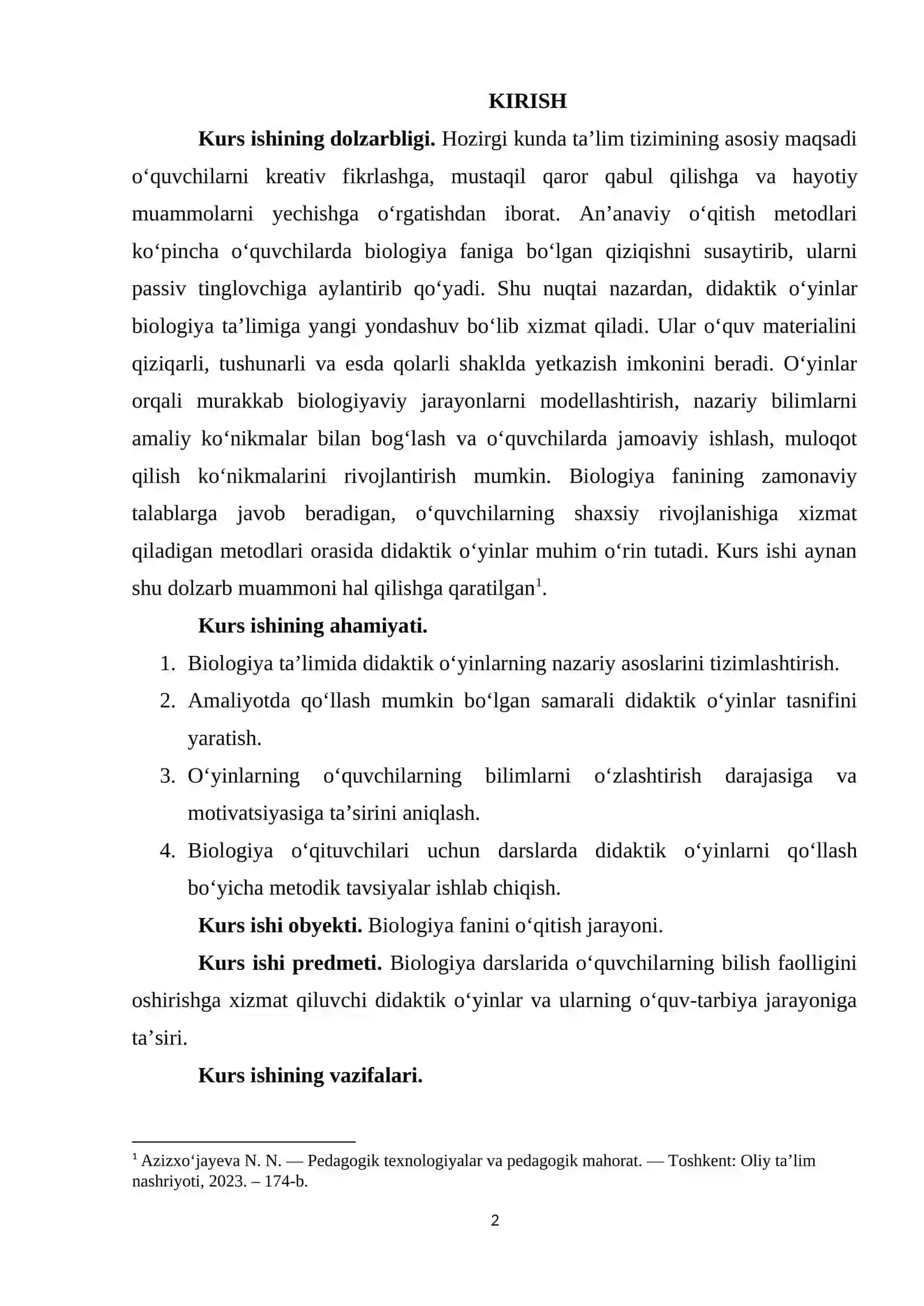 BIOLOGIYA DARSLARIDA DIDAKTIK O’YINLI TEXNOLOGIYALARNI O’RNI 2