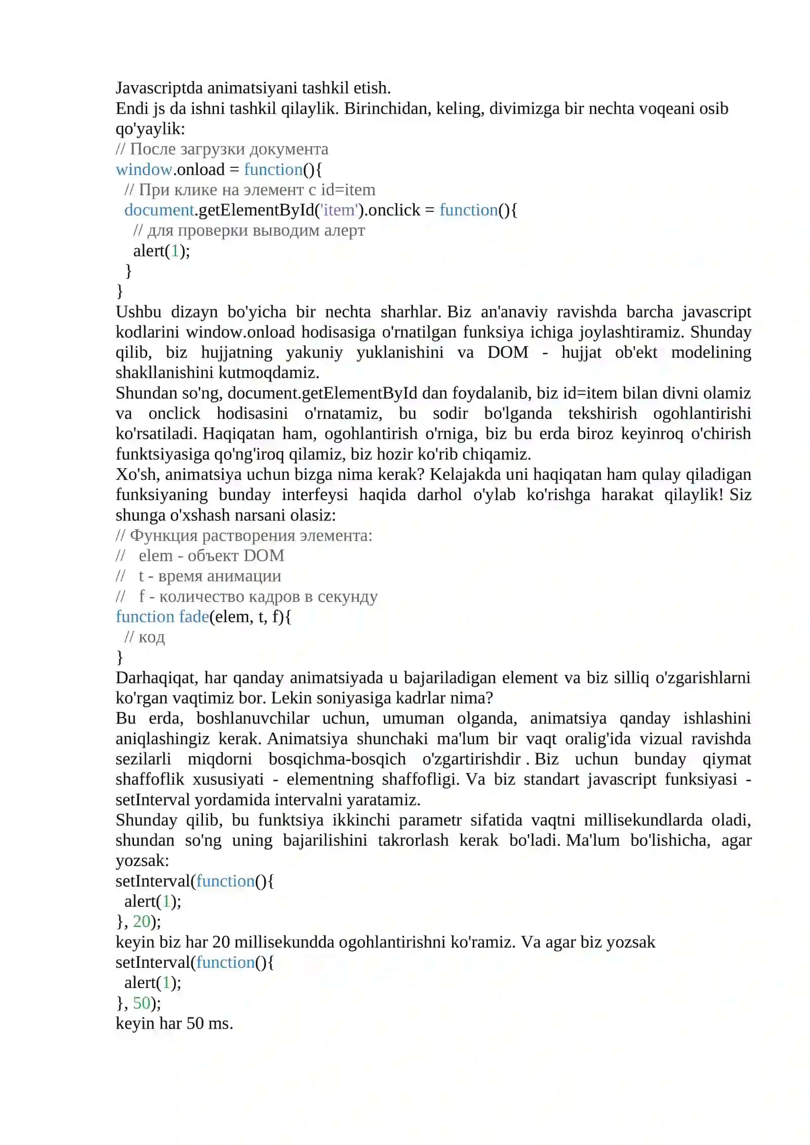 JavaScript da animatsiya 2