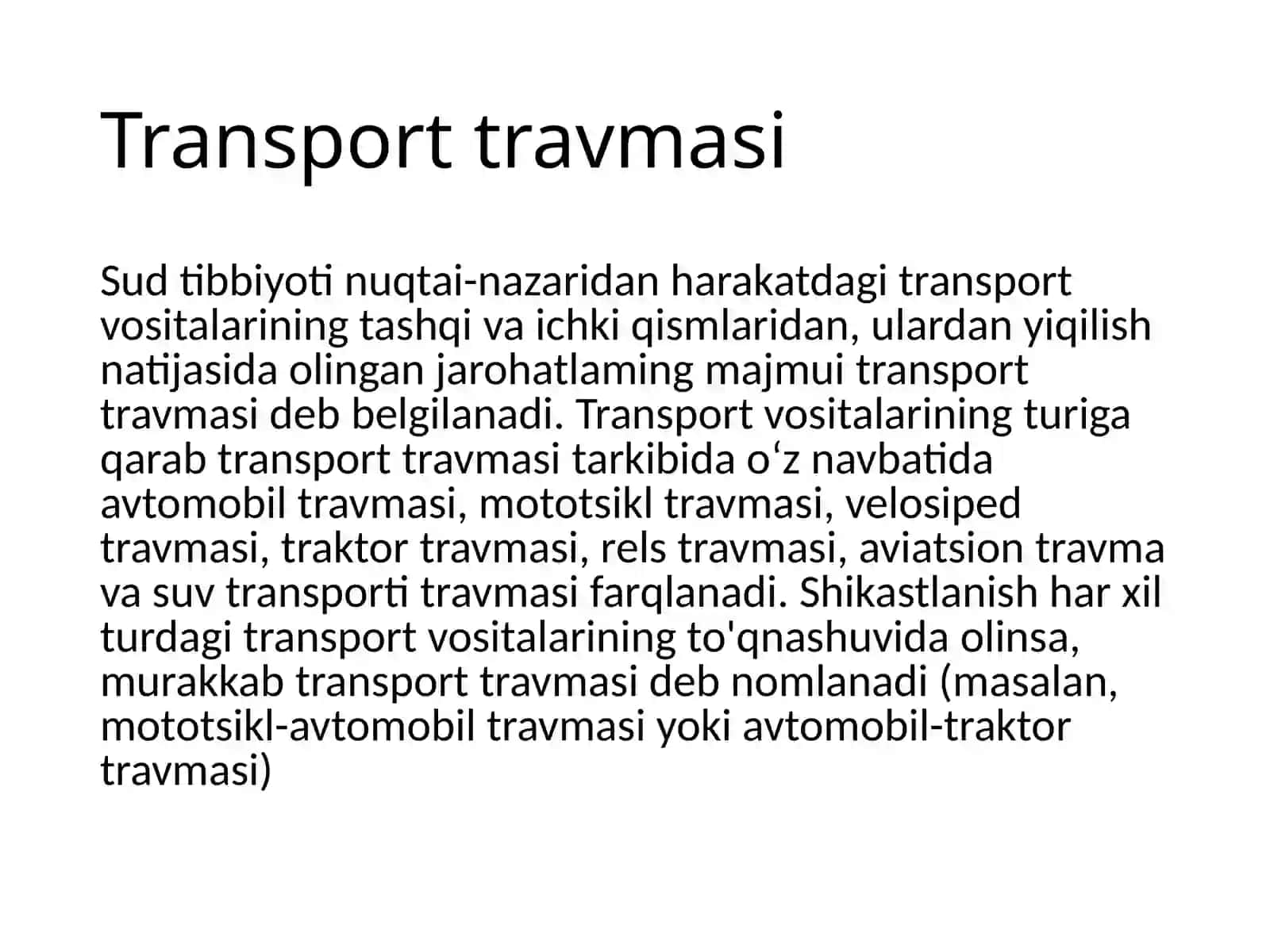 Transport travmasi 2
