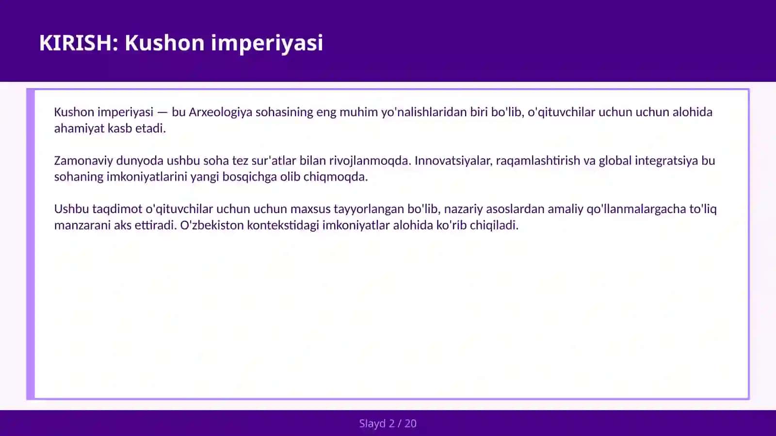 Kushon imperiyasi - Buddizm — o'qituvchilar uchun 2