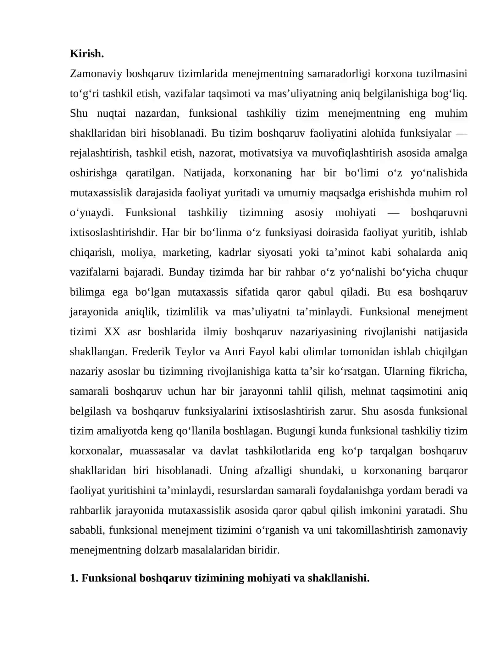 Menejmentda funksional tashkiliy tizim 2