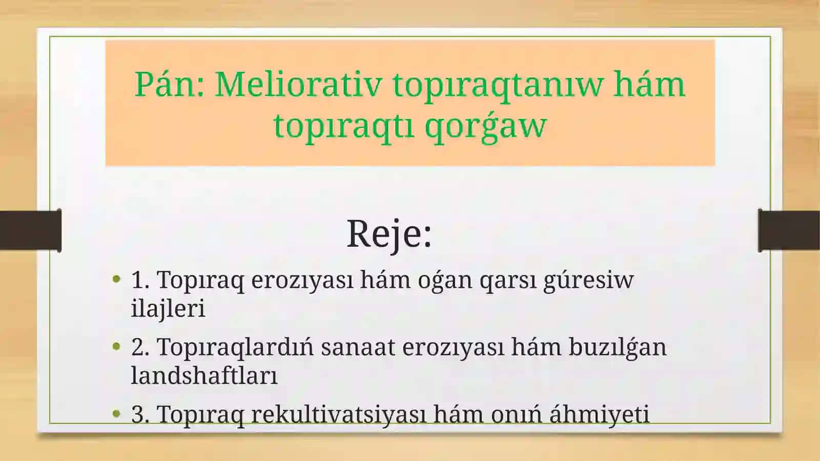erozıyaĝa qáwipli jerlerdi ajıratıwdağı kòrsetkishler 2
