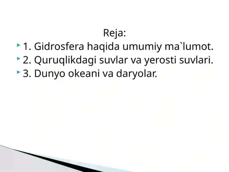 Yerning geografik qobig’i. Gidrosfera 2