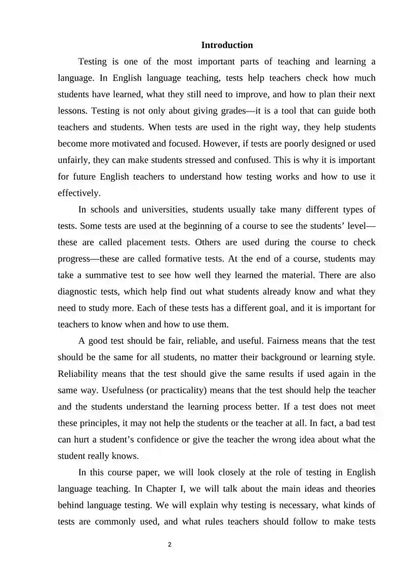Testing (COURSE PAPER) 2