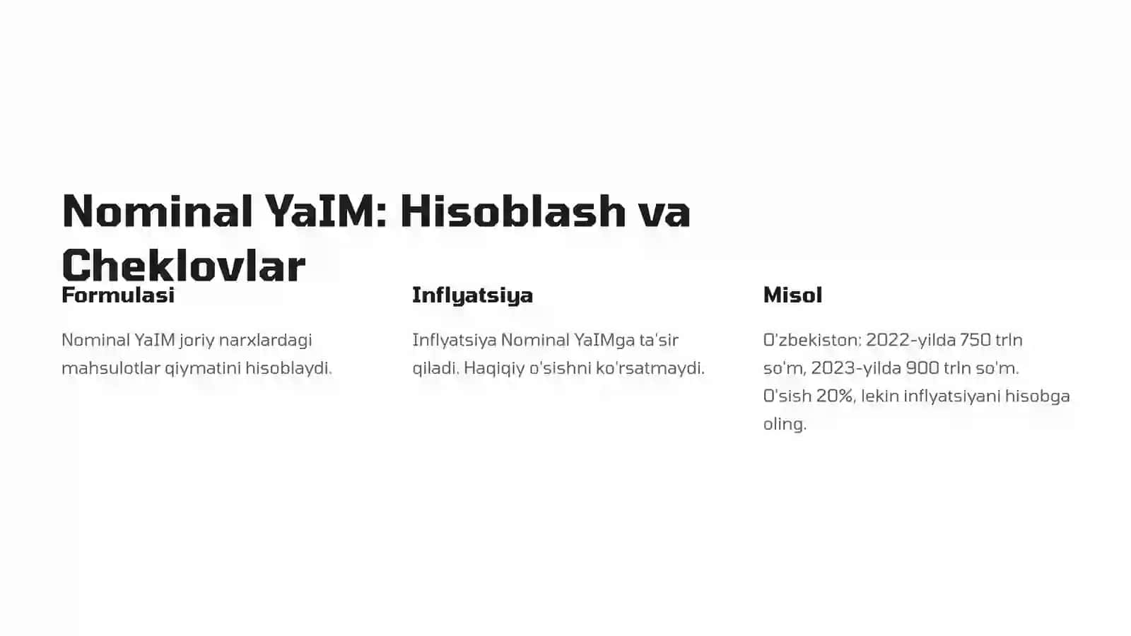 Real va Nominal YaIM va Tabiiy Ishsizlik Nazariyasi 2