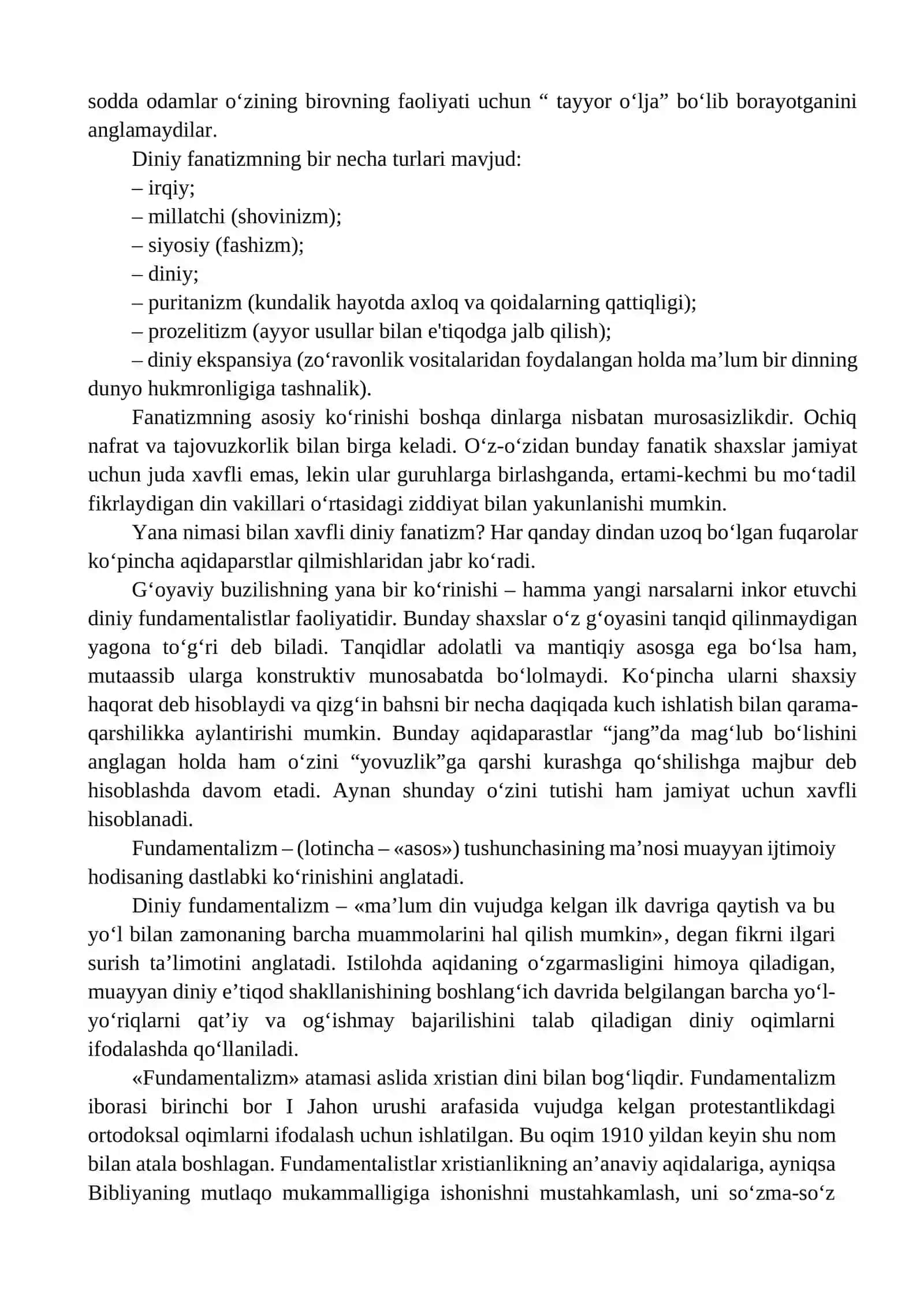 Diniy fanatizm, ekstremizm, fundamentalizm, terrorizm 2