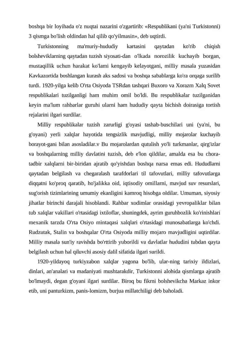 MILLIY-HUDUDIY CHEGARALASH VA O'ZBEKISTON SSRNING TUZILISHI 2