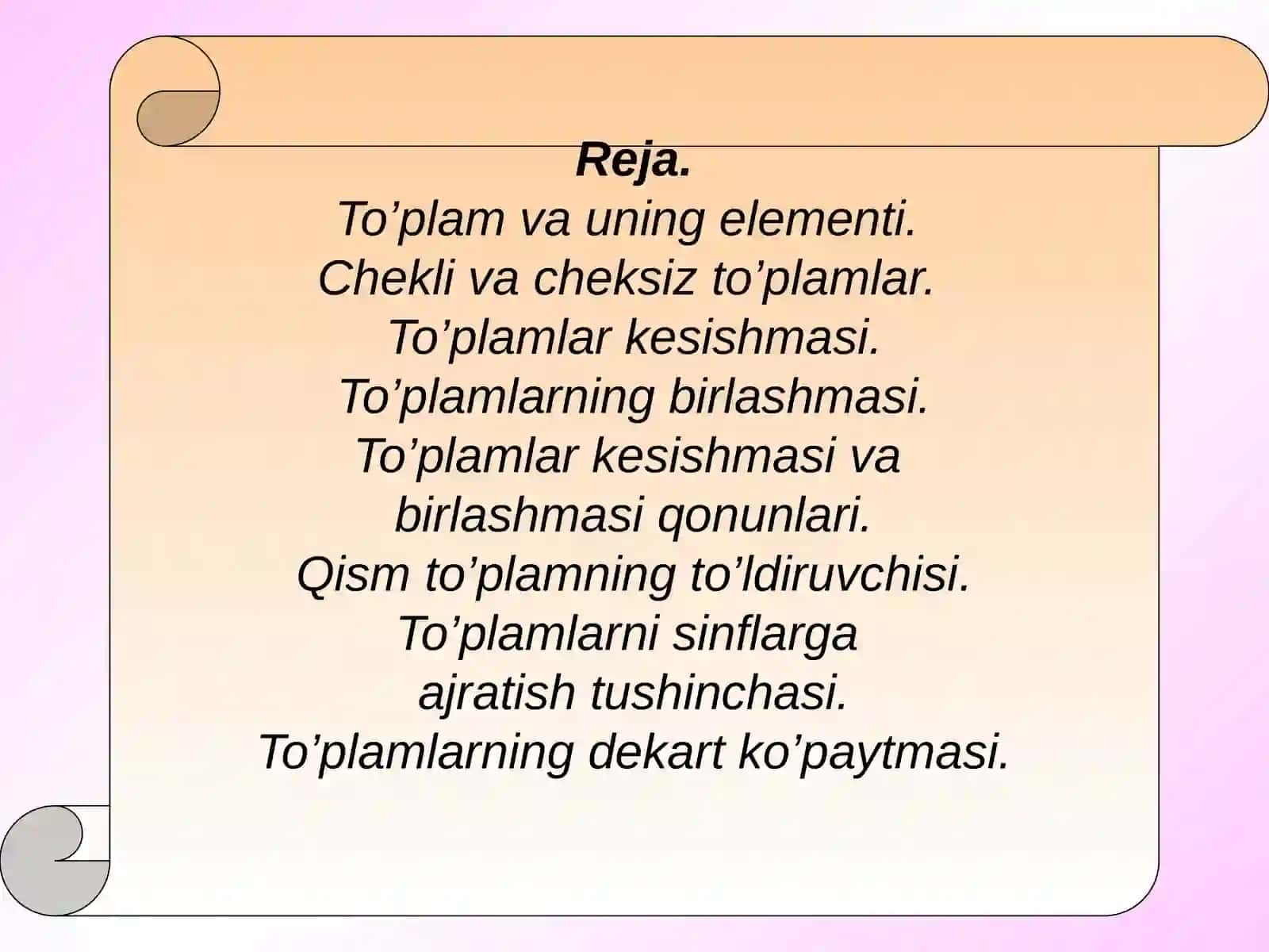 To'plamlarnisinflargaajratishgaoidmisollar 2
