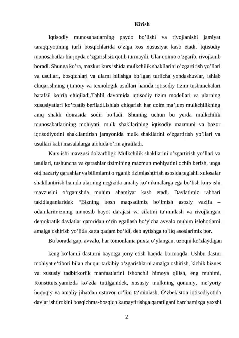Mulkchilik shakllarini o‘zgartirish yo‘llari va usullari 2