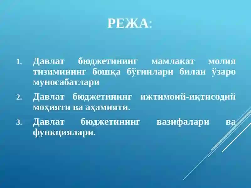 Давлат бюджетива мақсадли жамғармалари 2
