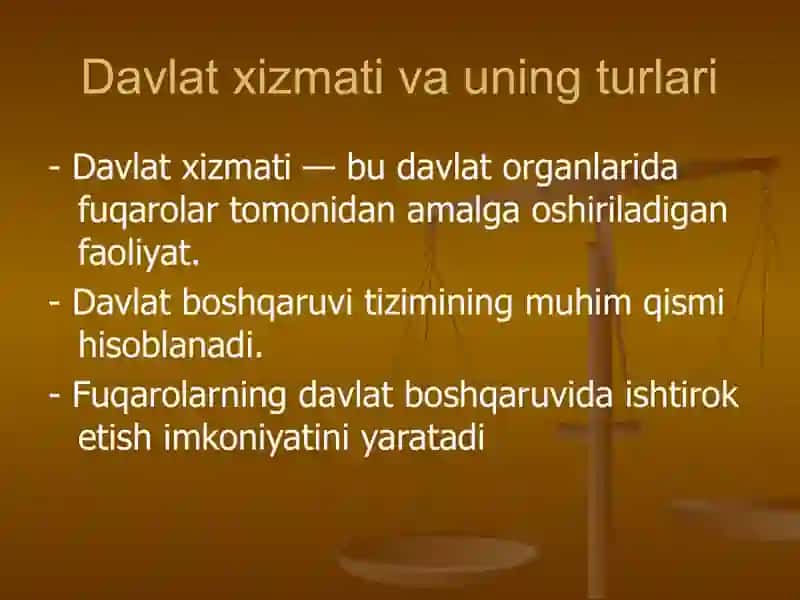 Ma’muriy Huquq “Davlat xizmati va uning turlari” 2
