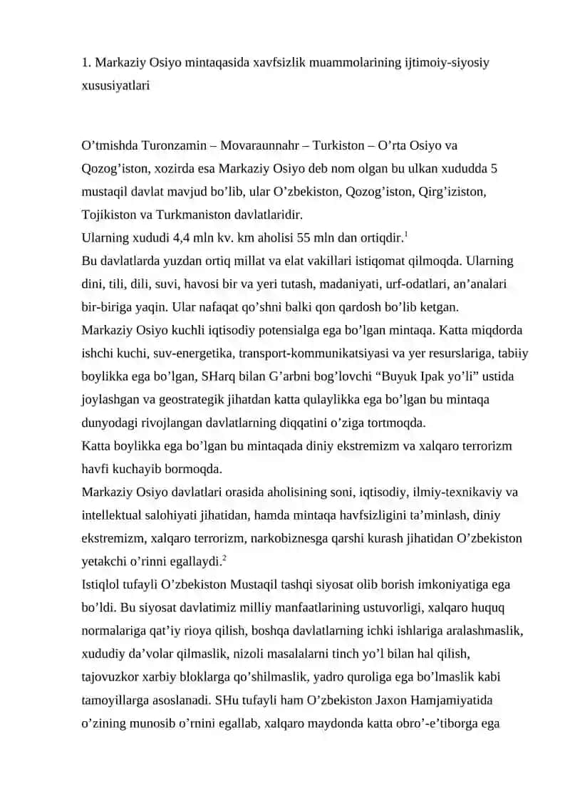Markaziy Osiyoda tinchlik va barqarorlikni saqlash 2