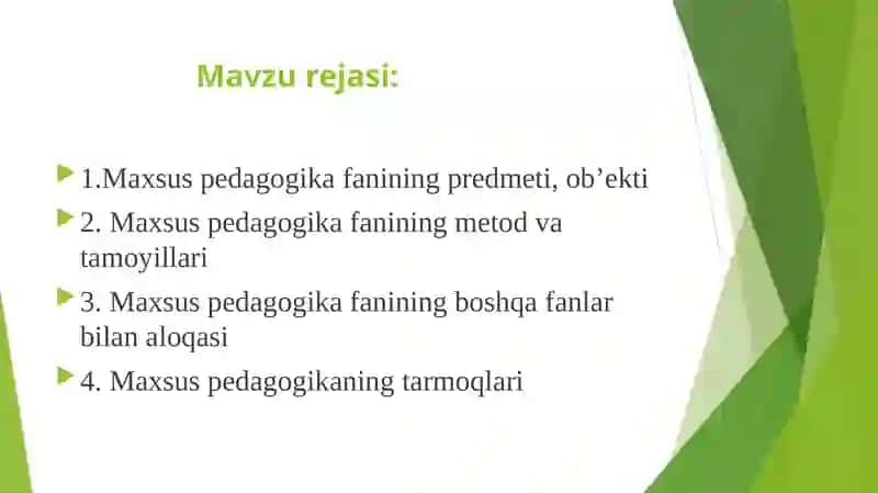Maxsus pedagogika fanining predmeti, ob’ekti, boshqa fanlar bilan aloqasi 2