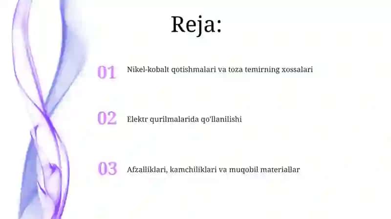 Eletir qurulmalarda nikel cobalt va toza temir 2
