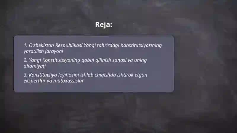 O‘zbekiston Respublikasi Yangi tahrirdagi Konstitutsiyasining qabul qilinishi va uning tarixiy ahamiyati 2