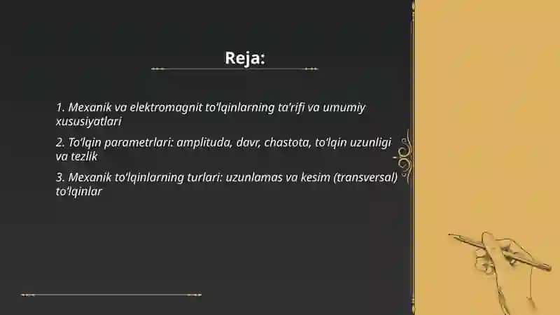 Mexanik va elektromagnit toʻlqinlar 2