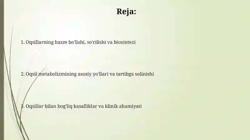 Odam organizmida oqsillarning biokimyoviy o'zgarishi 2