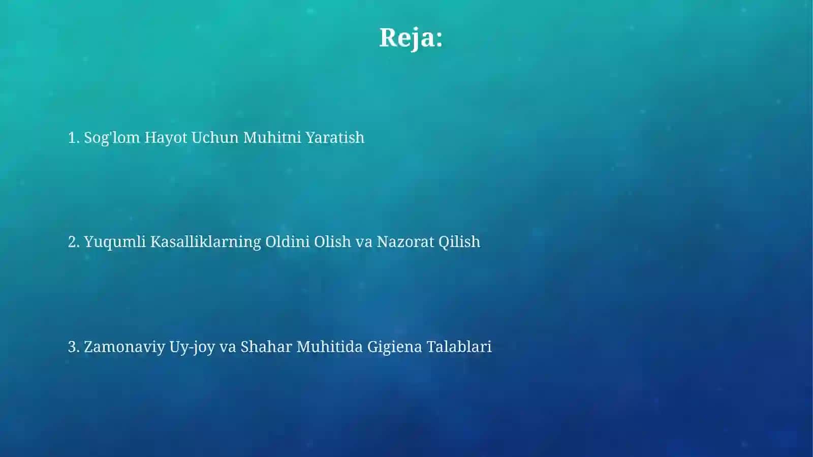 Zamonaviy turar joy va shaharlardagi yashash mavzelariga bo'lgan gigiyenik talablar 2