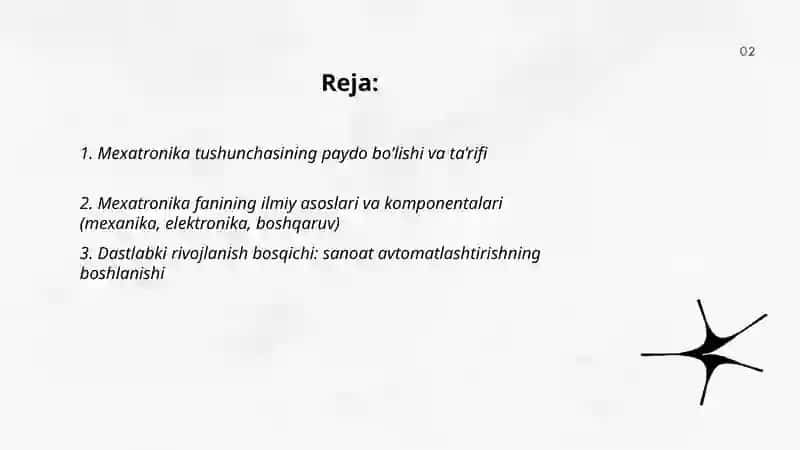 Mexatronika fanining shakllanishi va rivojlanish bosqichlari 2