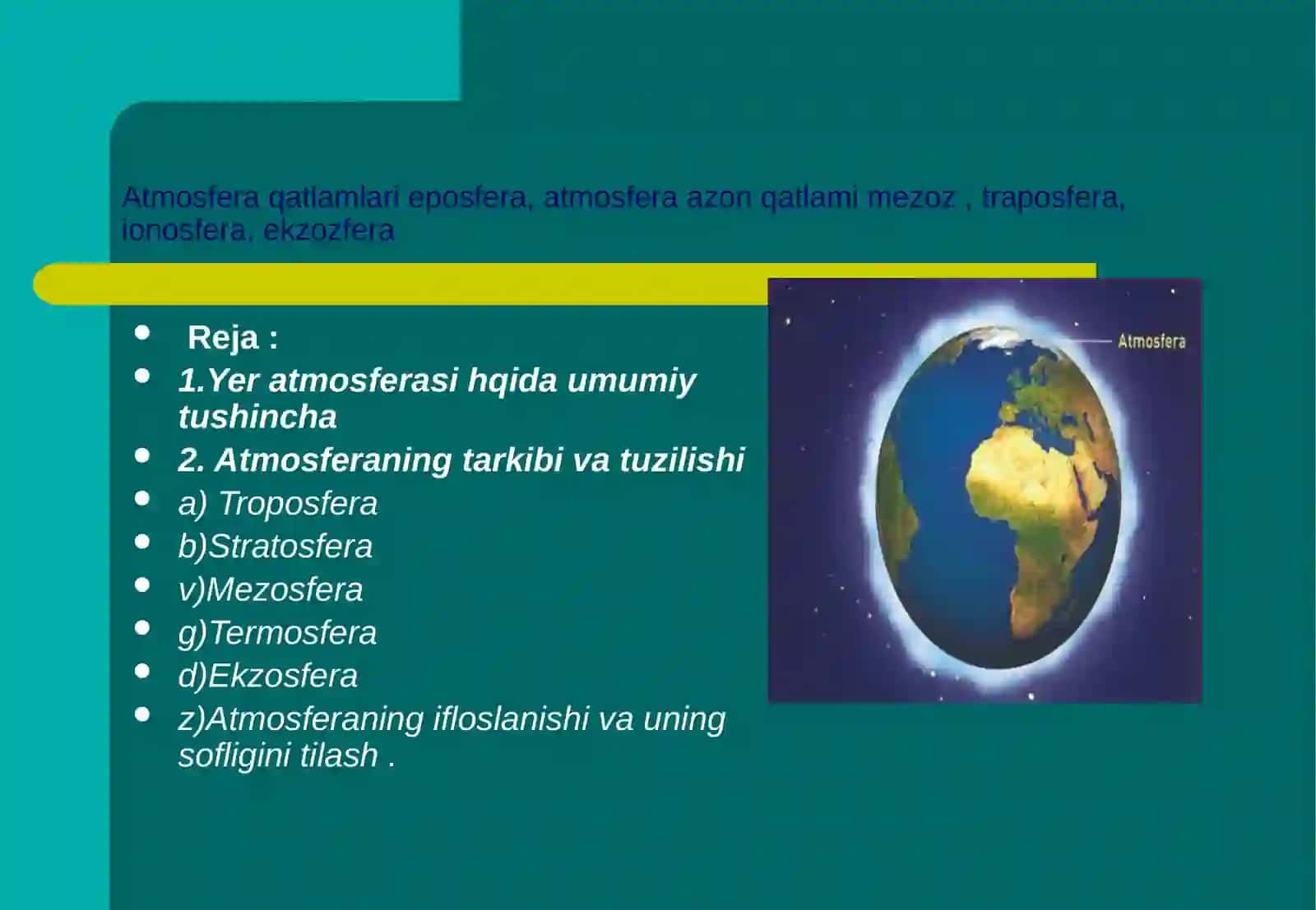 Atmosfera qatlamlari 2