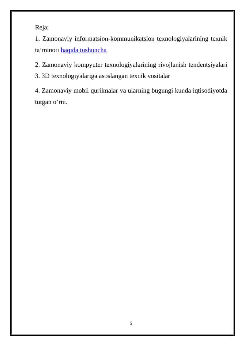 Iqtisodiyotda zamonaviy informatsion-kommunikatsion texnologiyalarining texnik ta’minoti 2
