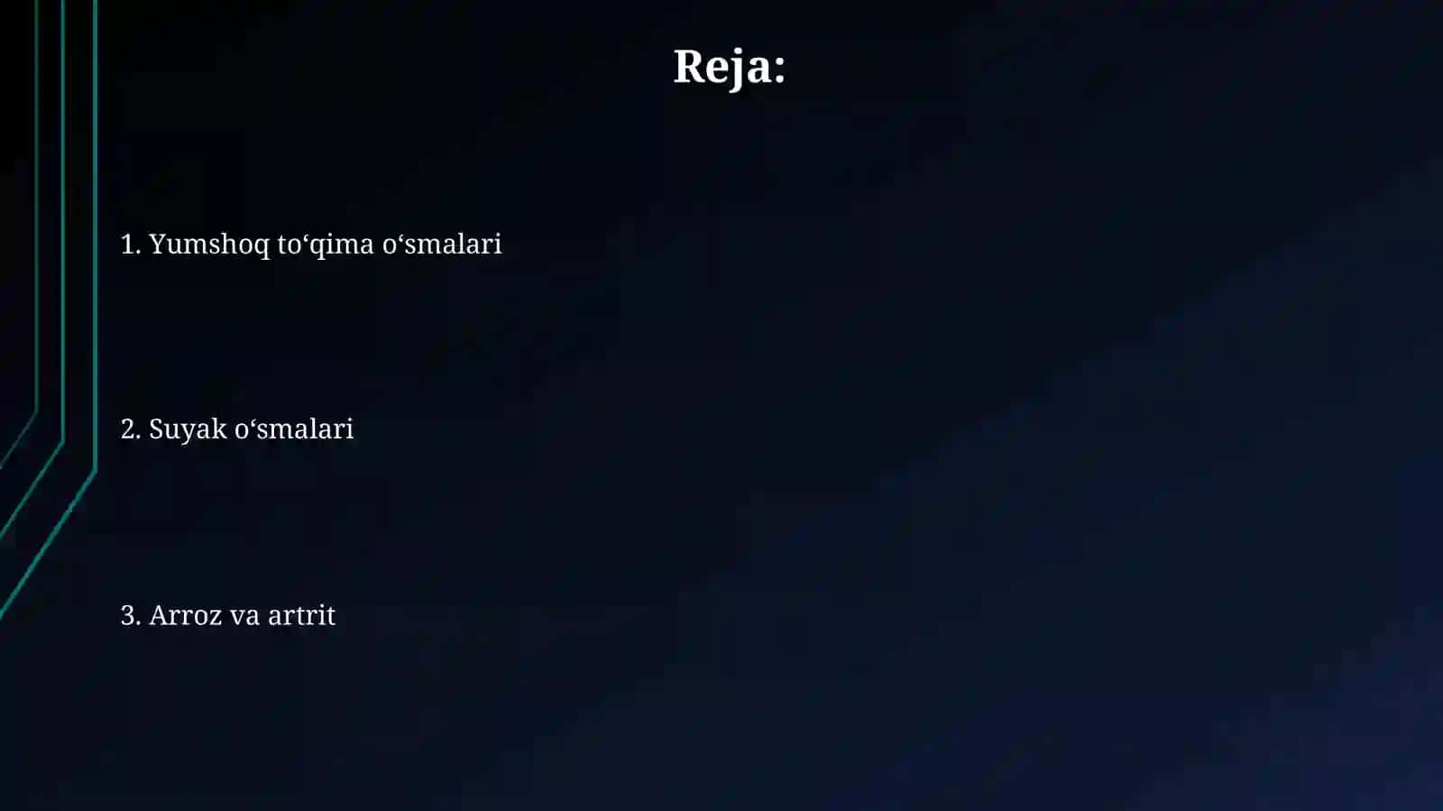 Suyak o’smalari.artrozlar va artritlar,hamda yumshoq to’qima o’smalari 2