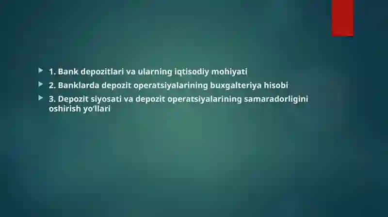 Depozit Operatsiyalari Hisobi 2