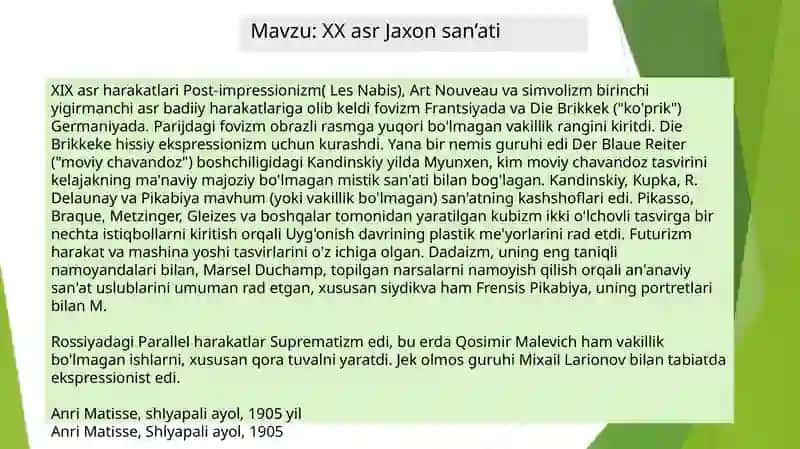 XX asr Jaxon san’ati 2