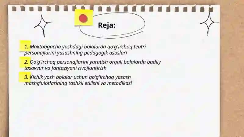 Maktabgacha yoshdagi bolalarni qo'g'irchoq teatri personajlarini yasash 2