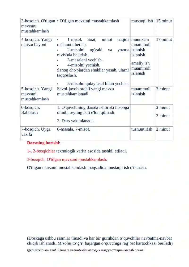 Soat, minut. 100-6 ko'rinishdagi misollarni yechish (50-51-betlar) 2