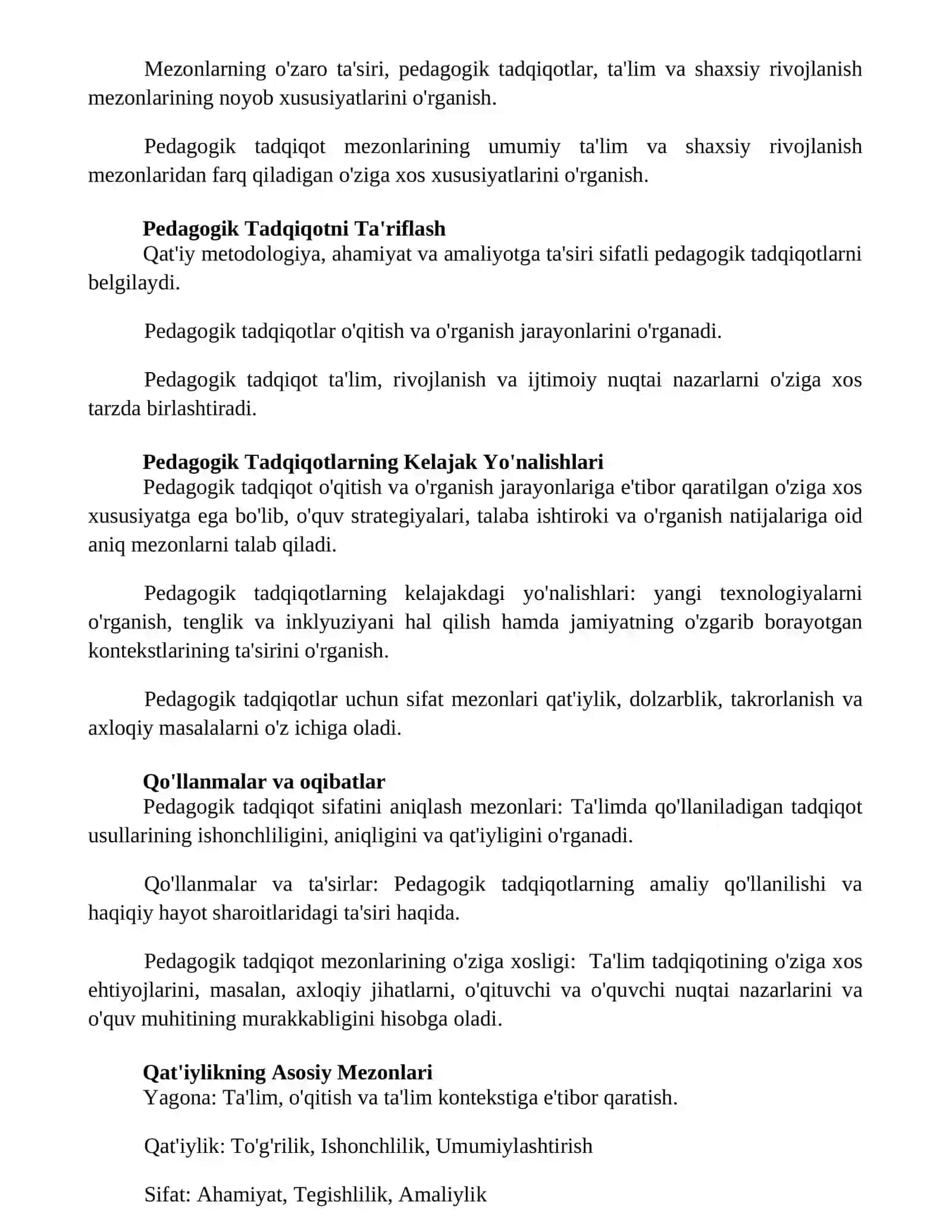 Pedagogik ilmiytadqiqot smaradorligini aniqlash mezonlari 2