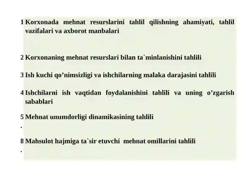 Mehnat resurslari bilan ta`minlanish 2