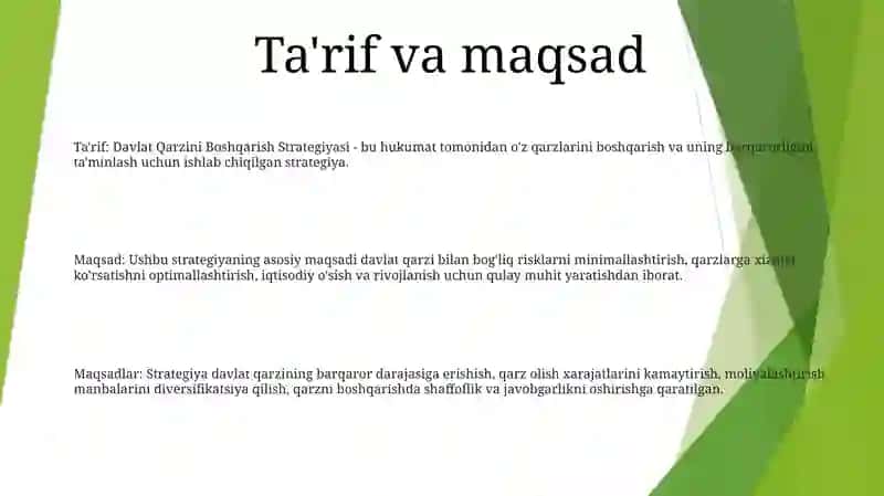 Davlat Qarzini Boshqarish Strategiyasi 2