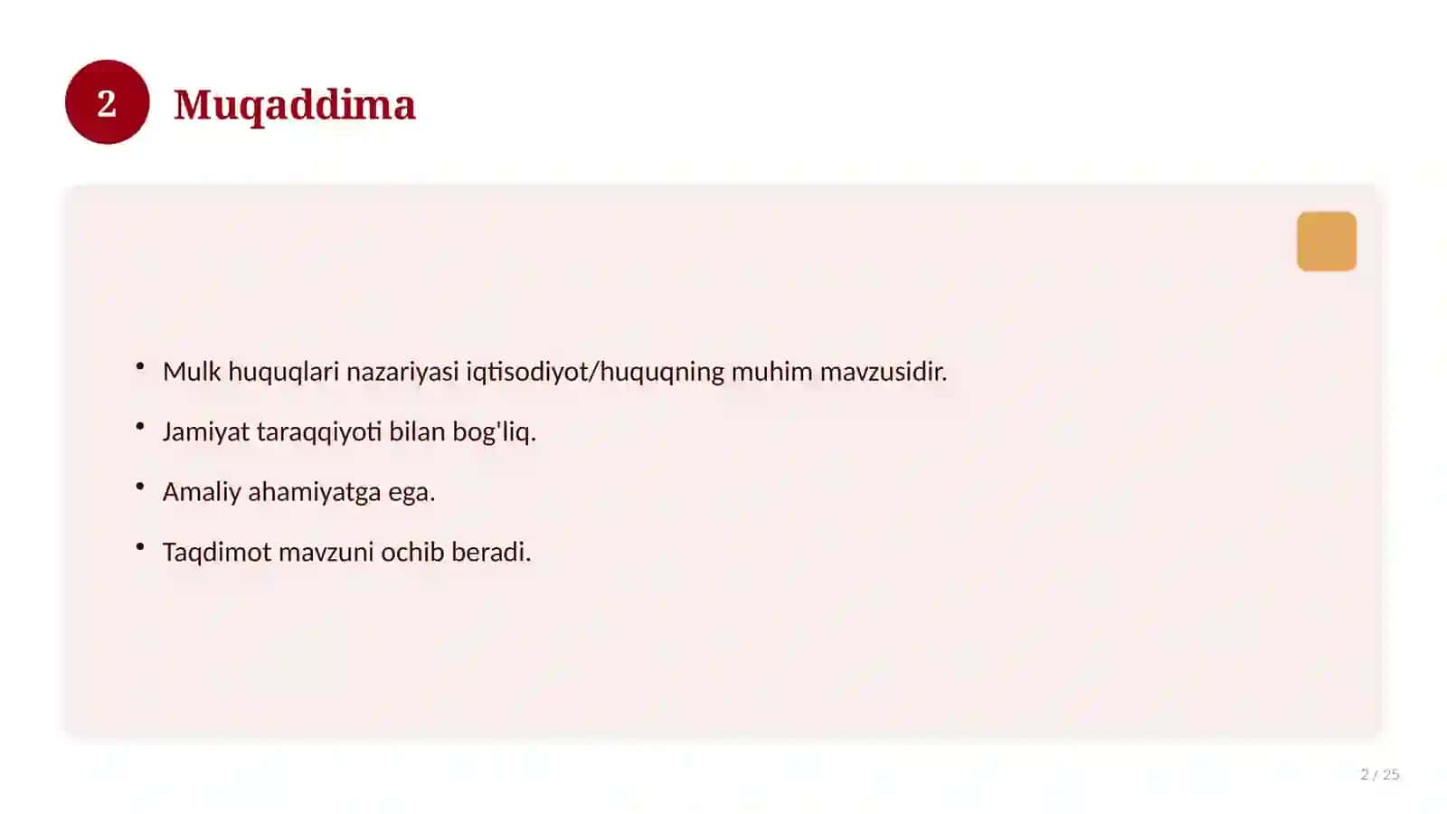 Mulk huquqlari nazariyasi 2