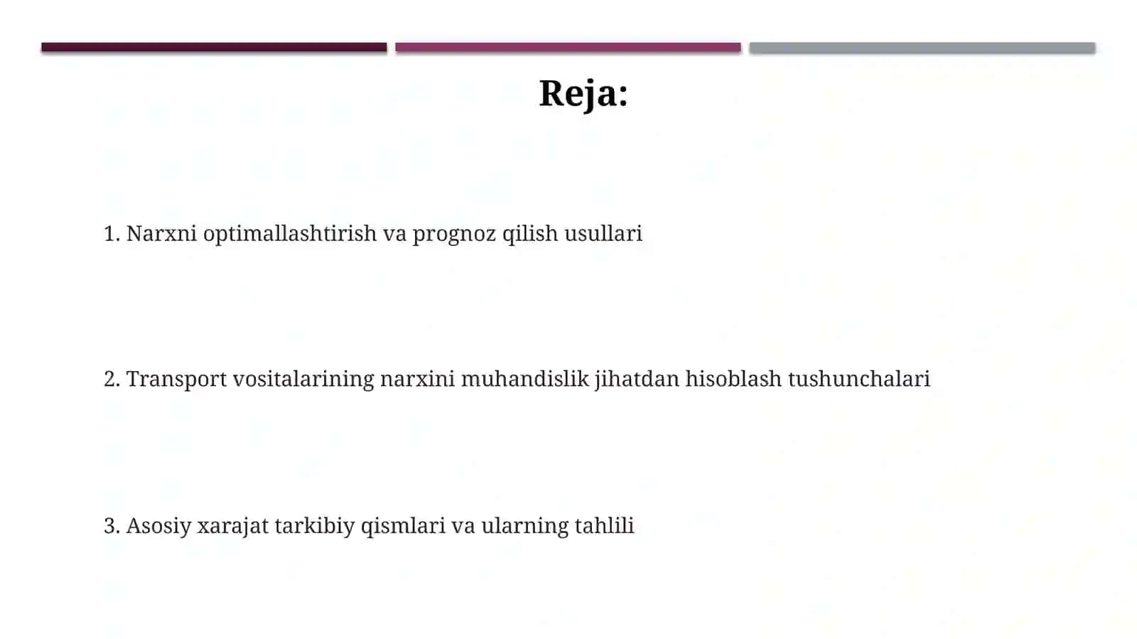 Transport vositalari tannarx muhandisligi tushunchalari va asosiy tamoyillari 2