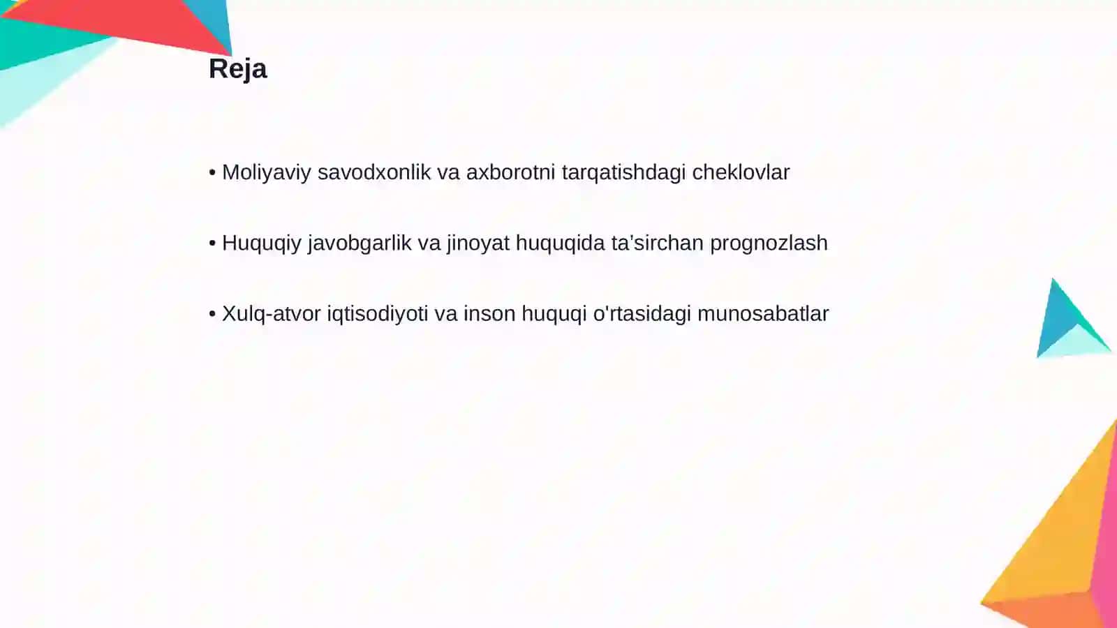 Xulq-atvor iqtisodiyoti va inson huquqi 2