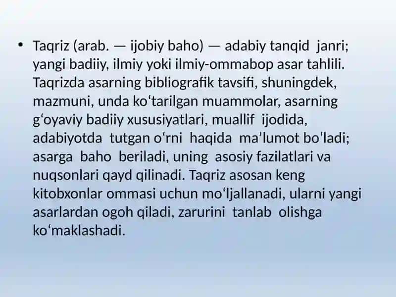 Badiiyasargataqrizyozish 2